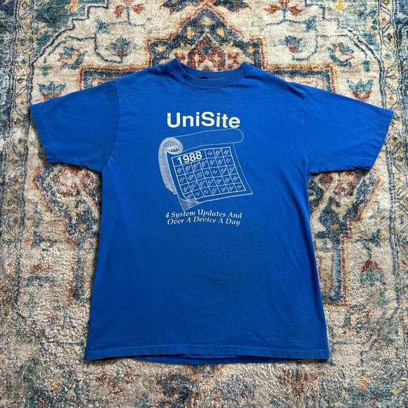 Vintage 1980s Unitsite Calendar T-shirt Large - Picture 1 of 5